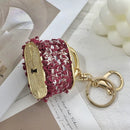 Black Sparkling Rhinestone Lock Keychain - 3D Mini Handbag Charm with Alloy & Canvas Detail, Perfect Gift for Her