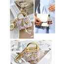 Blue Sparkling Rhinestone Lock Keychain - 3D Mini Handbag Charm with Alloy & Canvas Detail, Perfect Gift for Her