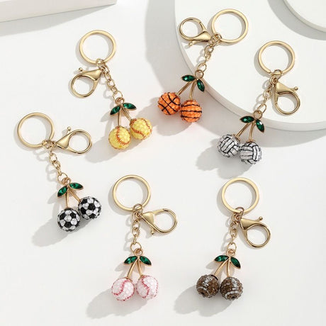 2 Pcs Black and white soccer ball design Creative Sports Ball Cherry Keychain – Cute Resin Charm for Car Keys, Bags & Backpacks