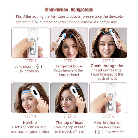 White Smart Scalp Massage Comb with EMS, LED Light Therapy & Vibration – Rechargeable Hair Growth Applicator