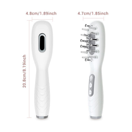 White Smart Scalp Massage Comb with EMS, LED Light Therapy & Vibration – Rechargeable Hair Growth Applicator