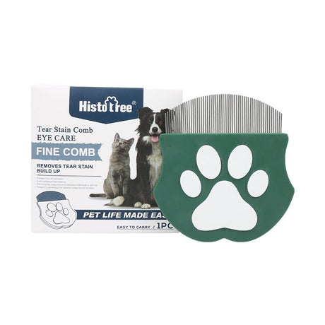 2 Pcs Dark Green Gentle Pet Face & Flea Comb – Mini Grooming Tool for Cats & Dogs with Rounded Teeth