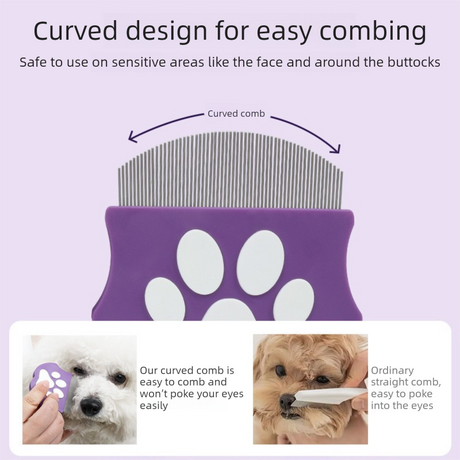 2 Pcs Purple Gentle Pet Face & Flea Comb – Mini Grooming Tool for Cats & Dogs with Rounded Teeth