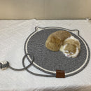 Grey Durable Cat Scratching Mat with Attached Toy Ball - Washable and Multi-Functional, Ideal for Cats' Scratching and Sleeping - 50cm Diameter