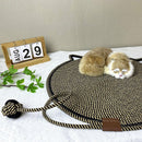 Black and Brown Durable Cat Scratching Mat with Attached Toy Ball - Washable and Multi-Functional, Ideal for Cats' Scratching and Sleeping - 50cm Diameter