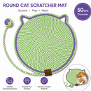 Green Durable Cat Scratching Mat with Attached Toy Ball - Washable and Multi-Functional, Ideal for Cats' Scratching and Sleeping - 50cm Diameter