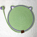 Green Durable Cat Scratching Mat with Attached Toy Ball - Washable and Multi-Functional, Ideal for Cats' Scratching and Sleeping - 50cm Diameter