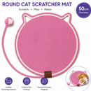 Pink Durable Cat Scratching Mat with Attached Toy Ball - Washable and Multi-Functional, Ideal for Cats' Scratching and Sleeping - 50cm Diameter