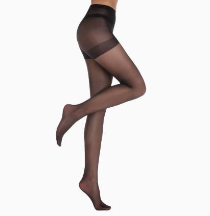 Size XL 3 Pcs Black Women's 20 Denier Sheer Tights 3 Pack - Snag Resistant Nylon Elastane Pantyhose with Stretch Fit, Single Seam Design