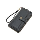 Black Women's Long Zipper Wallet with Wristlet – Multi-Card Slots, Phone Compartment & Coin Pocket (200g)