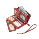 Brown Women's Long Zipper Wallet with Wristlet – Multi-Card Slots, Phone Compartment & Coin Pocket (200g)