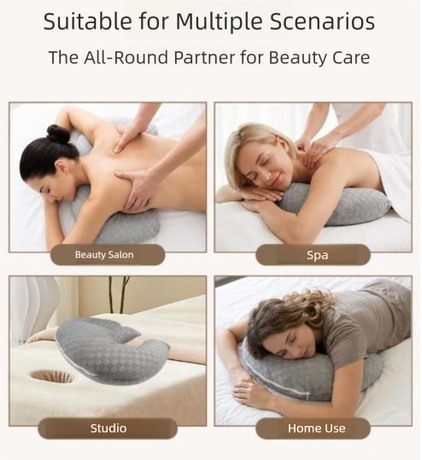 Pink Ergonomic M-Shaped Breast Support Pillow for Spa & Postpartum Care – Soft Plush Cover, Removable & Washable (320g)