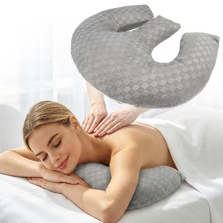 Black Ergonomic M-Shaped Breast Support Pillow for Spa & Postpartum Care – Soft Plush Cover, Removable & Washable (320g)