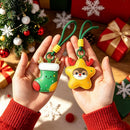 2-Piece Christmas Tree Shaped PU Leather Keychains – Cute Holiday Bag Ornaments and Car Decorations
