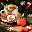 2-Piece Peace Apple Shaped PU Leather Keychains – Cute Holiday Bag Ornaments and Car Decorations