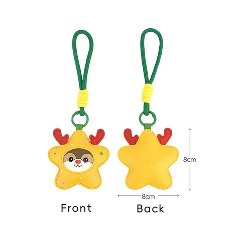 4-piece set Christmas theme Shaped PU Leather Keychains – Cute Holiday Bag Ornaments and Car Decorations