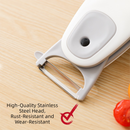2 Pcs (White +Gray) 3-in-1 Magnetic Foldable Peeler – Portable Stainless Steel Vegetable & Fruit Tool with Storage 