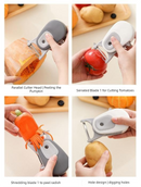 2 Pcs (White +Gray) 3-in-1 Magnetic Foldable Peeler – Portable Stainless Steel Vegetable & Fruit Tool with Storage 
