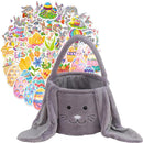 Pink Cute Plush Bunny Easter Basket with Long Ears and Personalization Option for Kids Egg Hunt and Spring Celebration