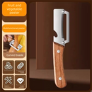 2-PCS Multi-Function Stainless Steel Peeler with Wooden Handle for Fruits, Vegetables, Sugarcane and Bottle Opening