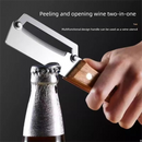 2-PCS Multi-Function Stainless Steel Peeler with Wooden Handle for Fruits, Vegetables, Sugarcane and Bottle Opening