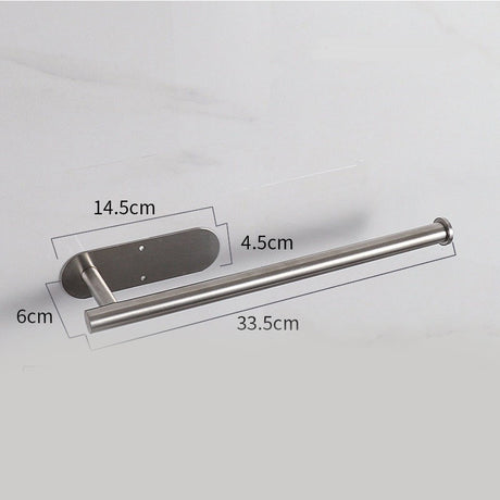 Silver Stainless Steel Kitchen Paper Holder with Adhesive Mounting – Under Cabinet Tissue Roll Rack for Paper Towels, Toilet Paper or Plastic Wrap