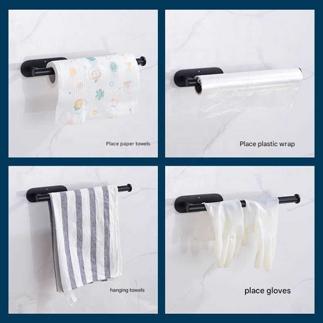 Stainless Steel Kitchen Paper Holder Set of 3 with Adhesive Mounting – Under Cabinet Tissue Roll Rack for Paper Towels, Toilet Paper or Plastic Wrap