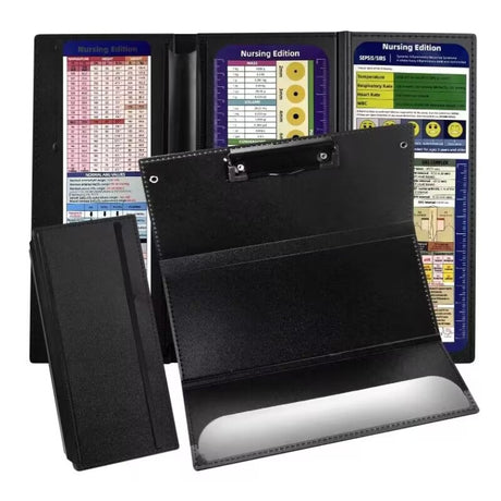 Black Three-Fold Clipboard with Document Holder – PP Material, Compact Design for Medical & Office Use
