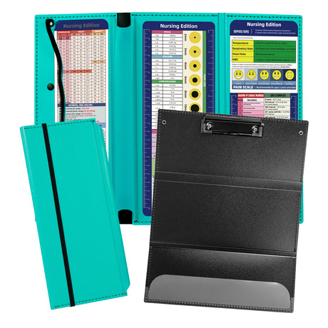 Blue-green Three-Fold Clipboard with Document Holder – PP Material, Compact Design for Medical & Office Use