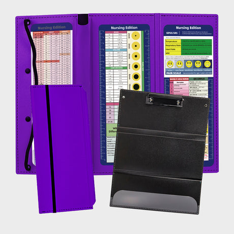 Purple Three-Fold Clipboard with Document Holder – PP Material, Compact Design for Medical & Office Use