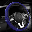 Blue Crystal Rhinestone Steering Wheel Cover – Elastic Stretch Design with Full Diamond Embellishment