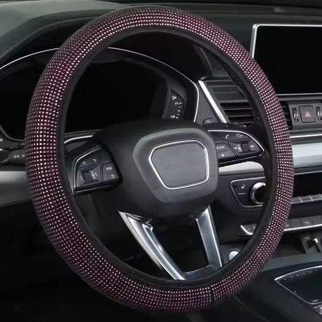 Light purple Crystal Rhinestone Steering Wheel Cover – Elastic Stretch Design with Full Diamond Embellishment