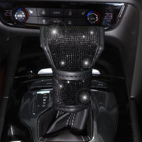 All pink 7-Piece Car Interior Decoration Set – Crystal Rhinestone Steering Wheel Cover, Gear Shift Cover, Seat Belt Pads, Cup Coasters & Ignition Switch Cover