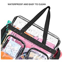 Grey Clear Multi-Pocket Tote Bag – Waterproof & Organized Carryall with Front Zipper Pockets and Adjustable Strap