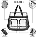 Grey Clear Multi-Pocket Tote Bag – Waterproof & Organized Carryall with Front Zipper Pockets and Adjustable Strap