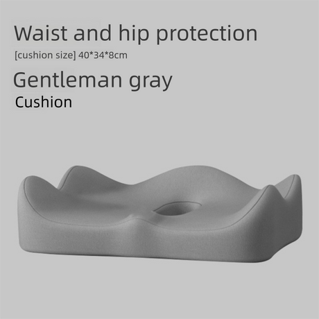 Grey Ergonomic Memory Foam Seat Cushion – Coccyx Relief for Office, Car and Long Sitting
