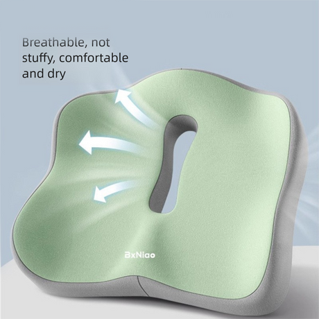 Two-tone grey Ergonomic Memory Foam Seat Cushion – Coccyx Relief for Office, Car and Long Sitting