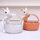 White Easter Rabbit Resin Decor with Basket – Festive Home Ornament for Spring and Holiday Display