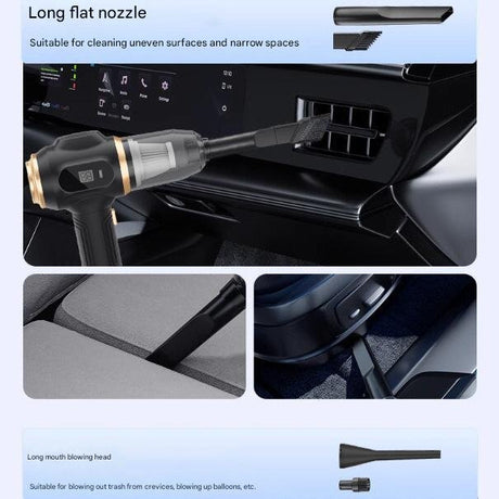 Black Portable Wireless Car Vacuum Cleaner – Powerful Suction for Car and Home Use with Dual-Function Air Blower(2000MHA)