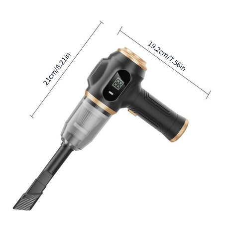 Black Portable Wireless Car Vacuum Cleaner – Powerful Suction for Car and Home Use with Dual-Function Air Blower(1500MHA)