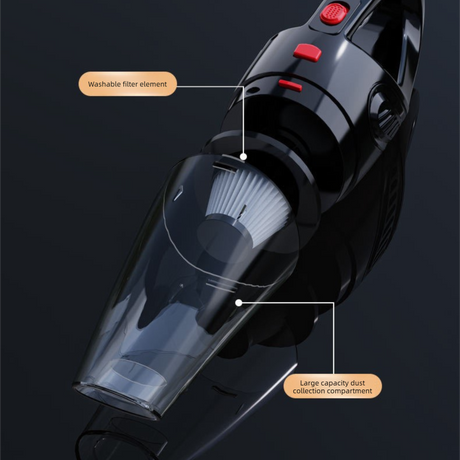 Piano lacquer black Portable Cordless Vacuum Cleaner – High-Power Lithium Battery with Strong Suction for Car and Home Use