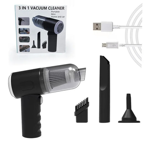 Black High-Power Cordless Handheld Vacuum Cleaner – Compact, Rechargeable, and Portable for Home, Car, and Desk Use