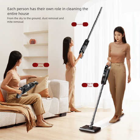 White spray-painted model Wireless Stick Vacuum Cleaner with 14000Pa Suction, HEPA Filter & 350ml Water Tank for Wet Dry Cleaning, Ideal for Home Use