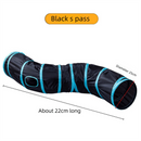 Black S-Pass Cat Tunnel Play Set with Collapsible Design, Interactive Ball & Durable Fabric – Ideal for Indoor Cats to Exercise and Explore