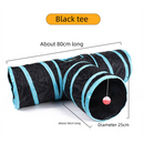 Black T-bar Cat Tunnel Play Set with Collapsible Design, Interactive Ball & Durable Fabric – Ideal for Indoor Cats to Exercise and Explore