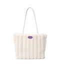 White Faux Fur Tote Bag with Large Capacity, Soft Plush Material & Adjustable Handle – Stylish Shoulder Handbag for Women, Perfect for Daily Commute and Casual Wear