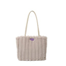 Khaki Faux Fur Tote Bag with Large Capacity, Soft Plush Material & Adjustable Handle – Stylish Shoulder Handbag for Women, Perfect for Daily Commute and Casual Wear