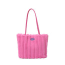 Rose red Faux Fur Tote Bag with Large Capacity, Soft Plush Material & Adjustable Handle – Stylish Shoulder Handbag for Women, Perfect for Daily Commute and Casual Wear