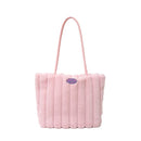 Pink Faux Fur Tote Bag with Large Capacity, Soft Plush Material & Adjustable Handle – Stylish Shoulder Handbag for Women, Perfect for Daily Commute and Casual Wear