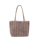 Coffee color Faux Fur Tote Bag with Large Capacity, Soft Plush Material & Adjustable Handle – Stylish Shoulder Handbag for Women, Perfect for Daily Commute and Casual Wear